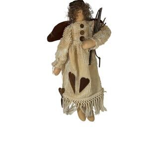 Handcrafted Primitive Angel Doll with Twigs Wings Rustic Home Decor